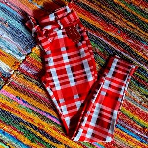 Plaid trouser stretch pants